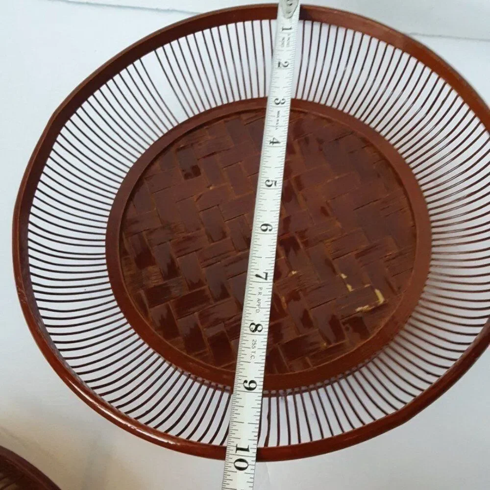 Vintage RARE Asian Brown Basket Food Storage 10in